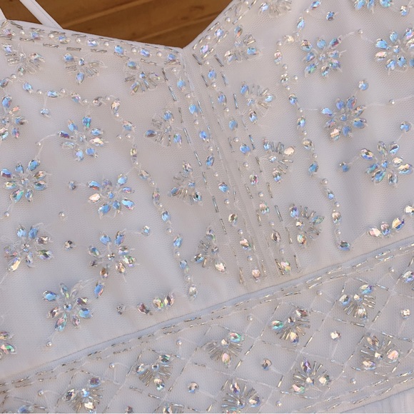 Speechless Kids Formal White Embellished Sheer Overlay A-Line Maxi Dress - Picture 5 of 6